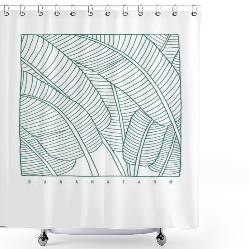 Personality  Banana Leaves Contour Illustration. Hand Drawn Line Art On The White Background Shower Curtains