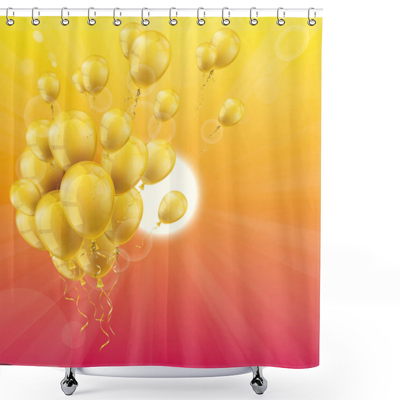 Personality  Bunch Of Golden Balloons Shower Curtains