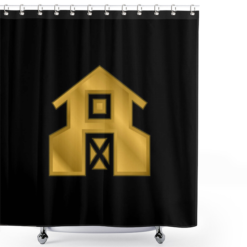 Personality  Barn Gold Plated Metalic Icon Or Logo Vector Shower Curtains