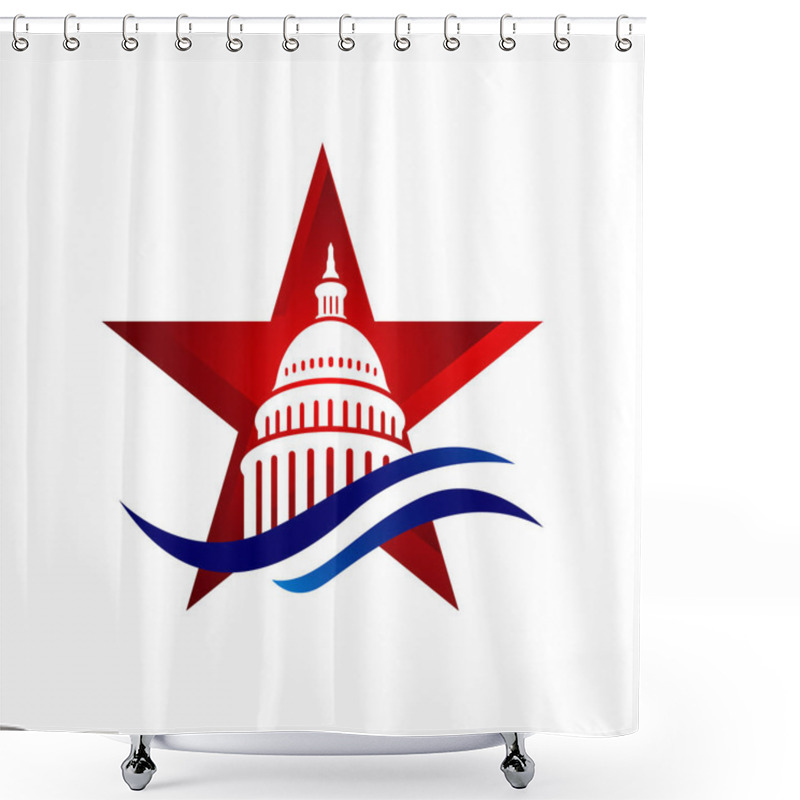 Personality  Creative Simple American Capitol Building Vector Logo Design Shower Curtains