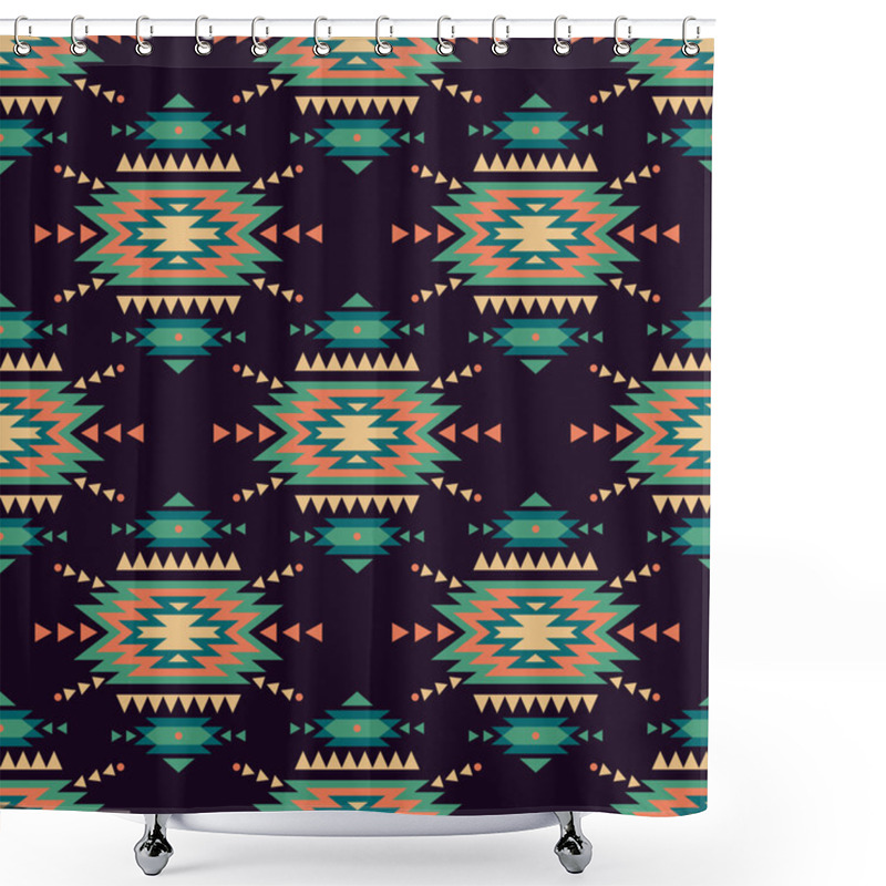 Personality  Vector Seamless Decorative Ethnic Pattern. American Indian Motifs. Background With Aztec Tribal Ornament. Shower Curtains