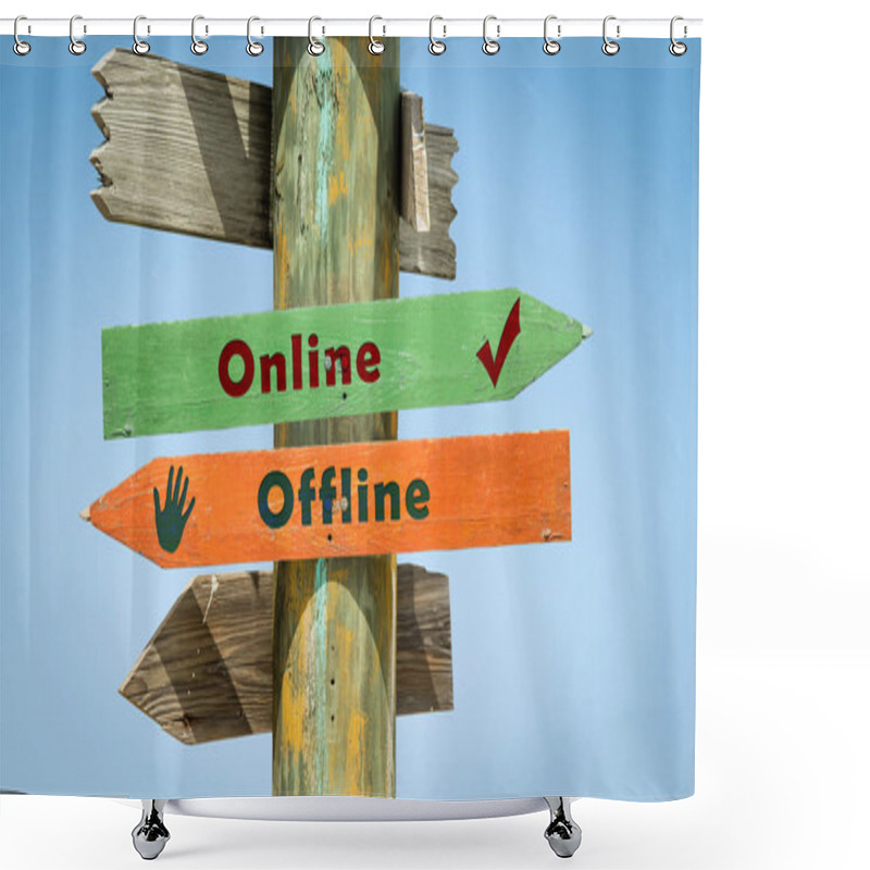 Personality  Street Sign To Online Versus Offline Shower Curtains