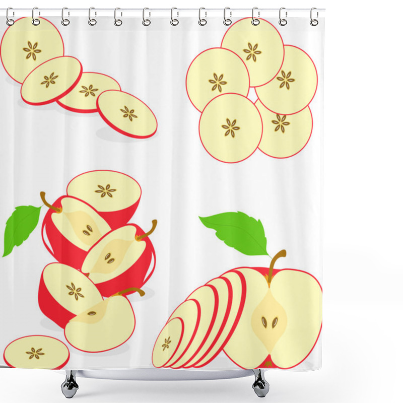 Personality  Apple Slices, Collection Of Vector Illustrations On A Transparent Background Shower Curtains