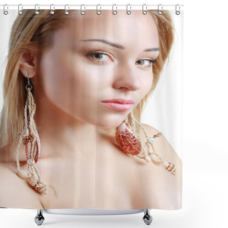 Personality  Peculiar Woman With Shell Earrings Shower Curtains