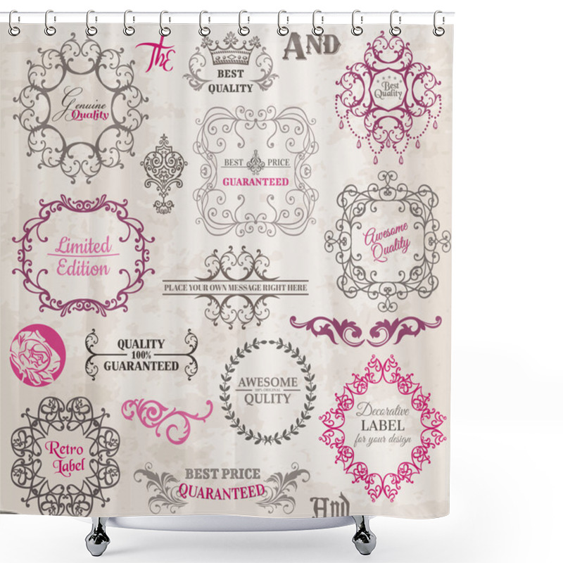 Personality  Vector Set: Calligraphic Design Elements And Page Decoration Shower Curtains