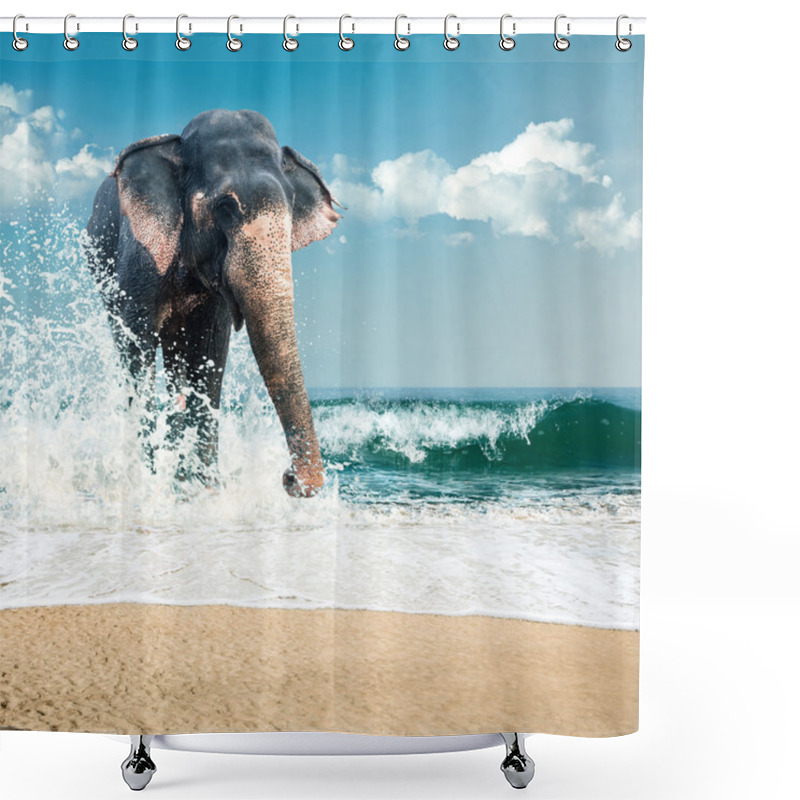 Personality  Elephant In Water Shower Curtains