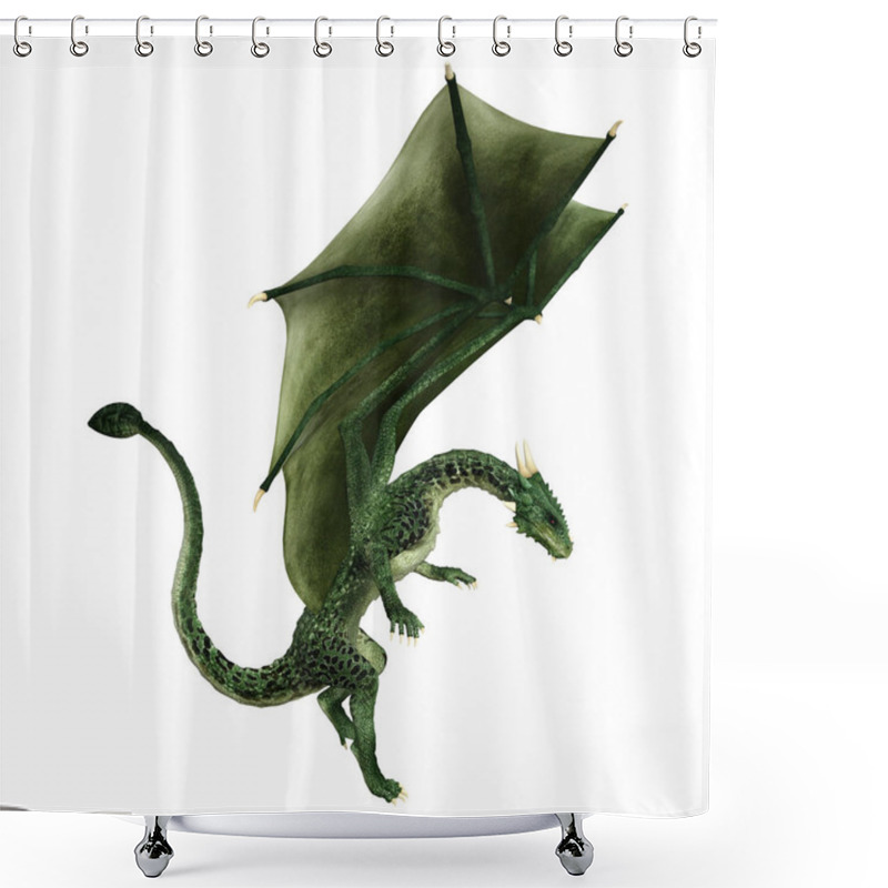 Personality  3D Rendering Fairy Tale Dragon On White Shower Curtains