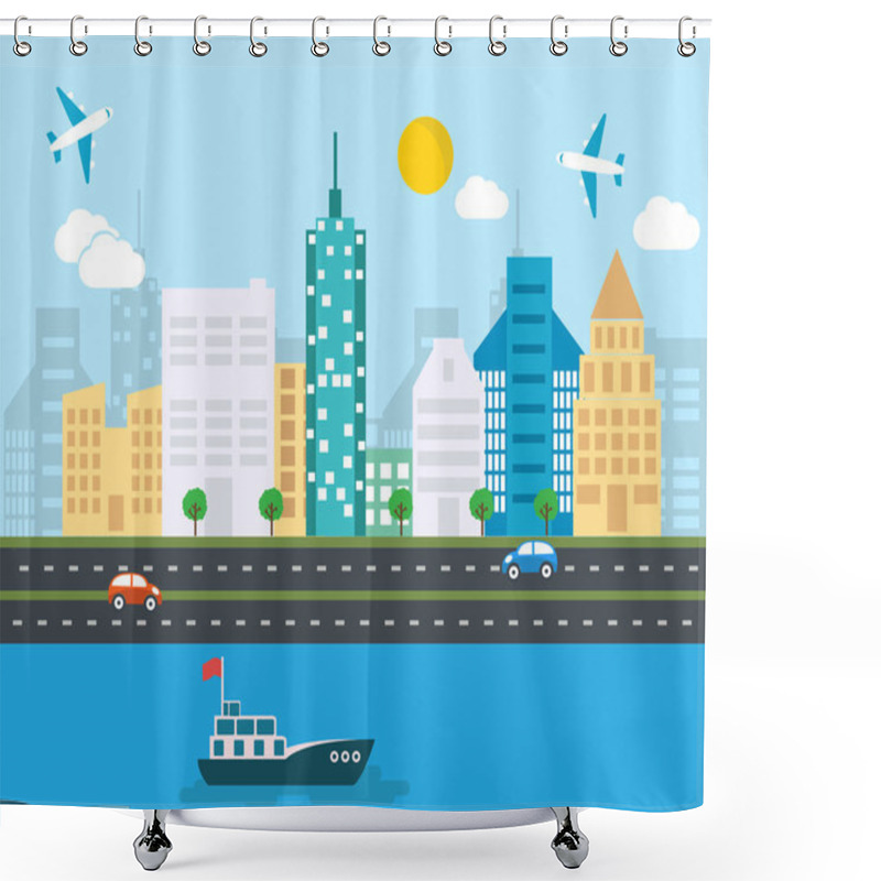 Personality  Transportation And City Landscape Elements Shower Curtains