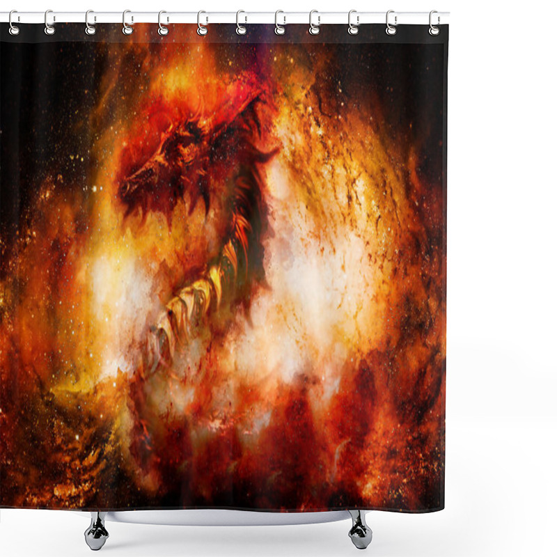 Personality  Cosmic Dragon In Space, Cosmic Abstract Background Shower Curtains