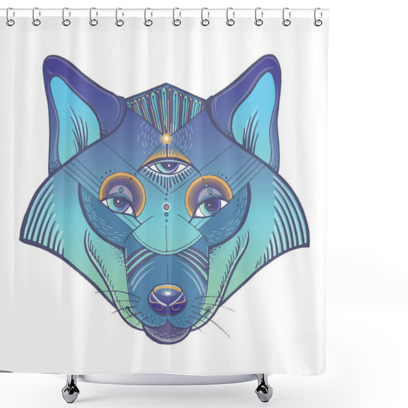 Personality  Vector Poster With Wolf's Totem Shower Curtains