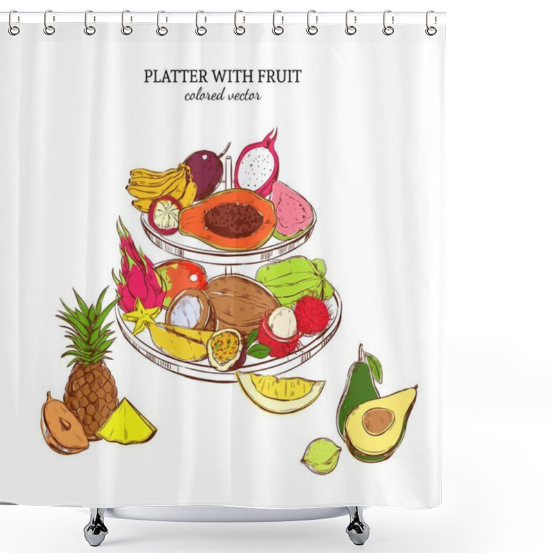 Personality  Hand Drawn Exotic Fruits Template Shower Curtains