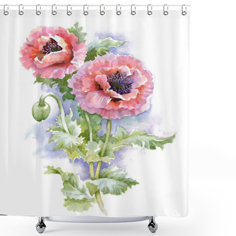 Personality  Blooming Poppy  Flowers Shower Curtains