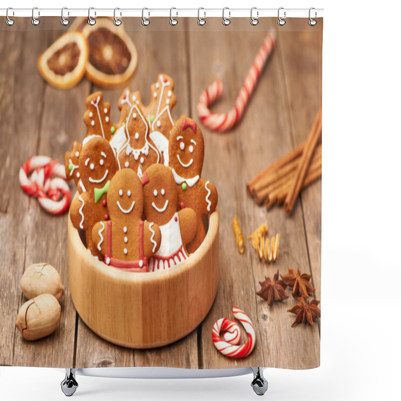 Personality  Christmas Gingerbread Cookies Shower Curtains