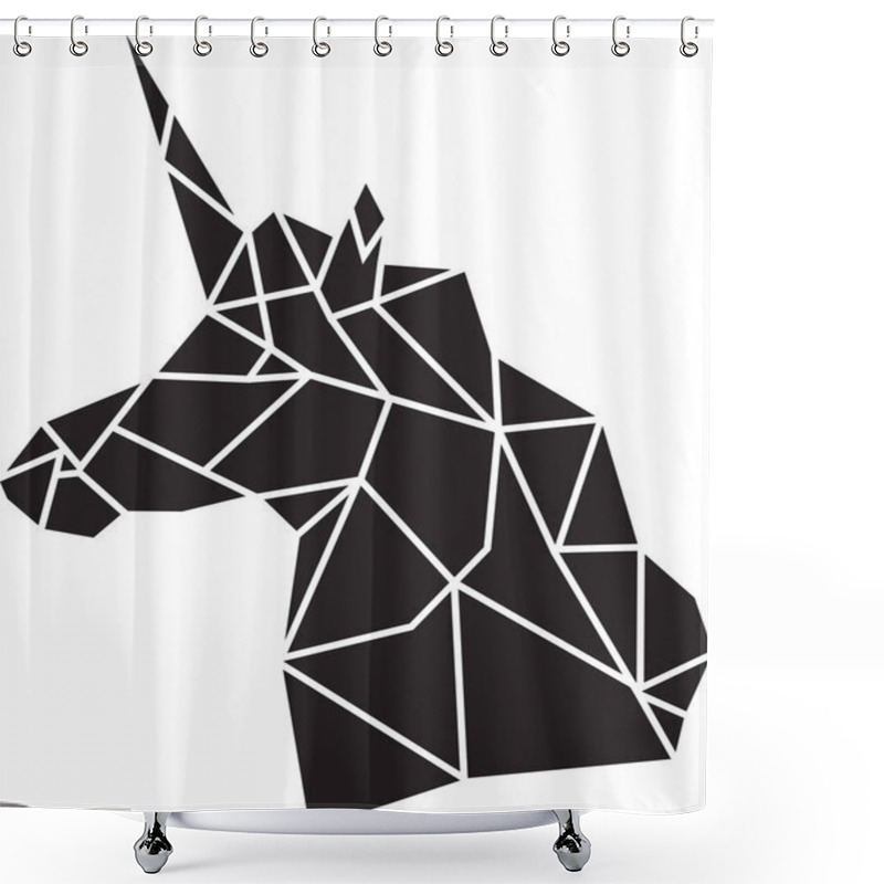 Personality  Vector Abstract Polygonal Geometric Unicorn Shower Curtains