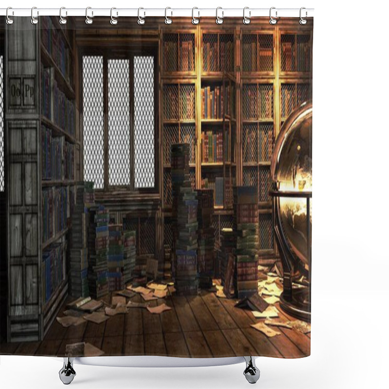 Personality  Academy Building Library Fantasy Architecture, 3D Illustration, 3D Rendering Shower Curtains