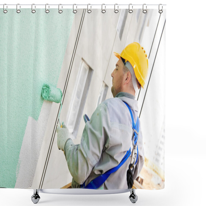 Personality  Builder Facade Painter At Work Shower Curtains