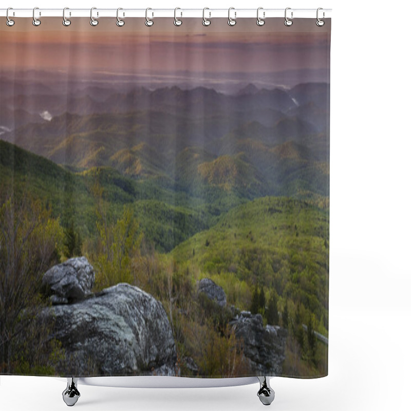 Personality  Blue Ridge Morning Panorama Shower Curtains