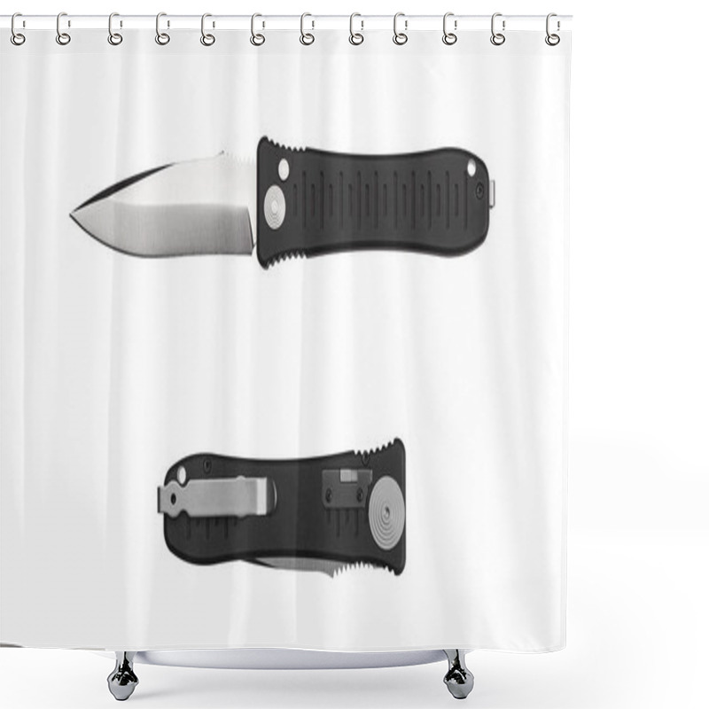 Personality  Penknife Isolate On White Background. Shower Curtains