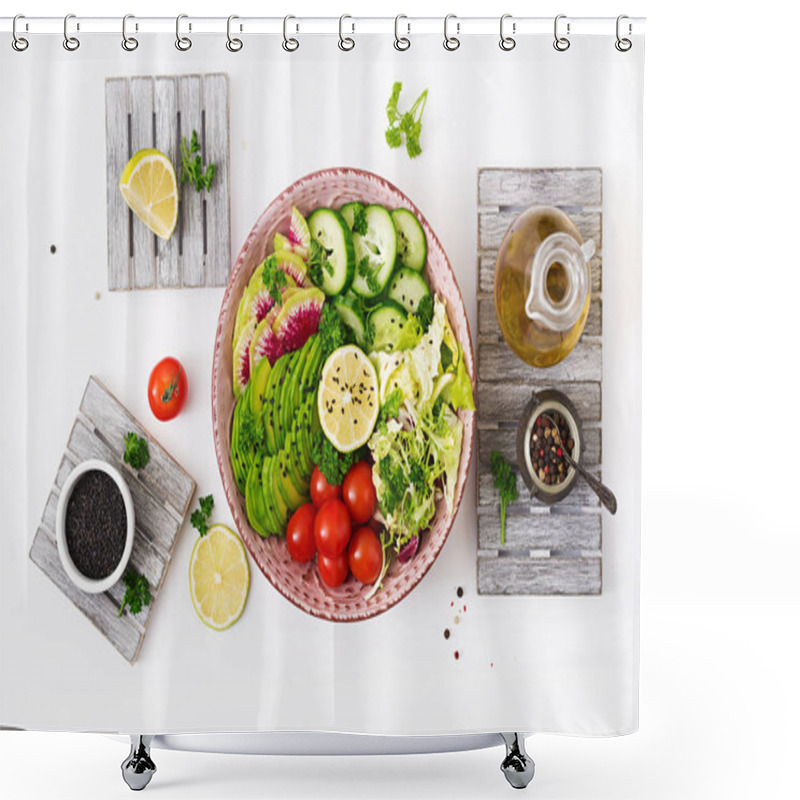 Personality  Vegan Salad Of Fresh Vegetables Shower Curtains