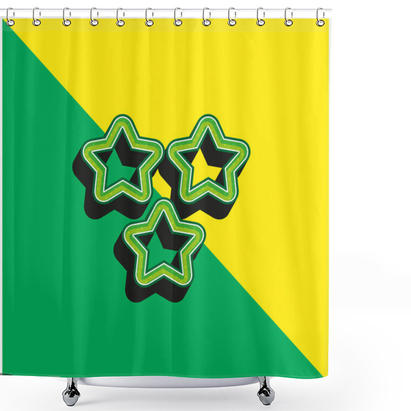 Personality  3 Stars Outlines Green And Yellow Modern 3d Vector Icon Logo Shower Curtains