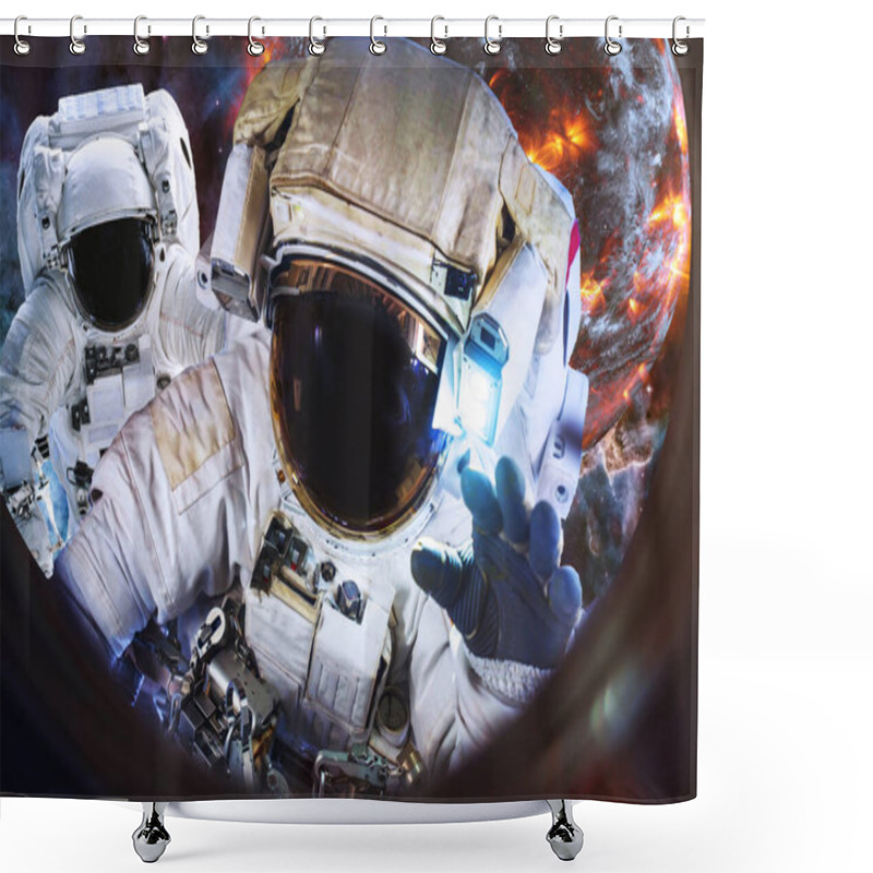 Personality  Astronauts Near Eaxploding Planet With Earth In Space Shower Curtains