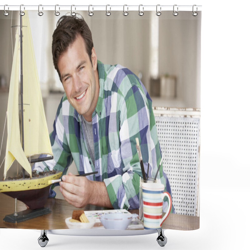 Personality  Man Making Model Ship Shower Curtains