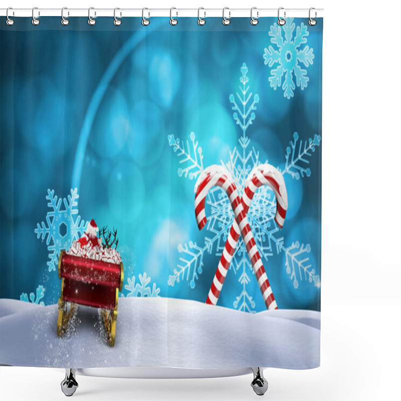 Personality  Composite Image Of Santa Flying His Sleigh Shower Curtains