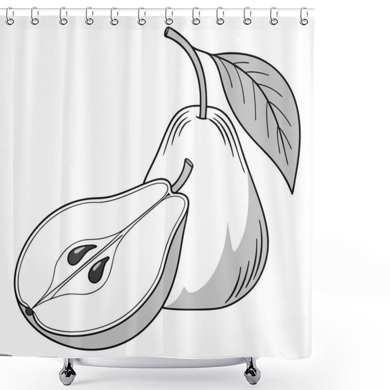 Personality  Monochromatic Pear Illustration - Minimalist Fruit Art, Black And White Pear Design, Botanical Artwork, Simple Fruit Drawing Shower Curtains