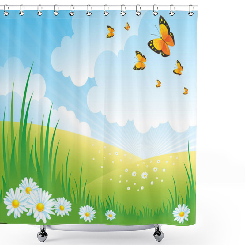 Personality  Landscape With Daisies Shower Curtains