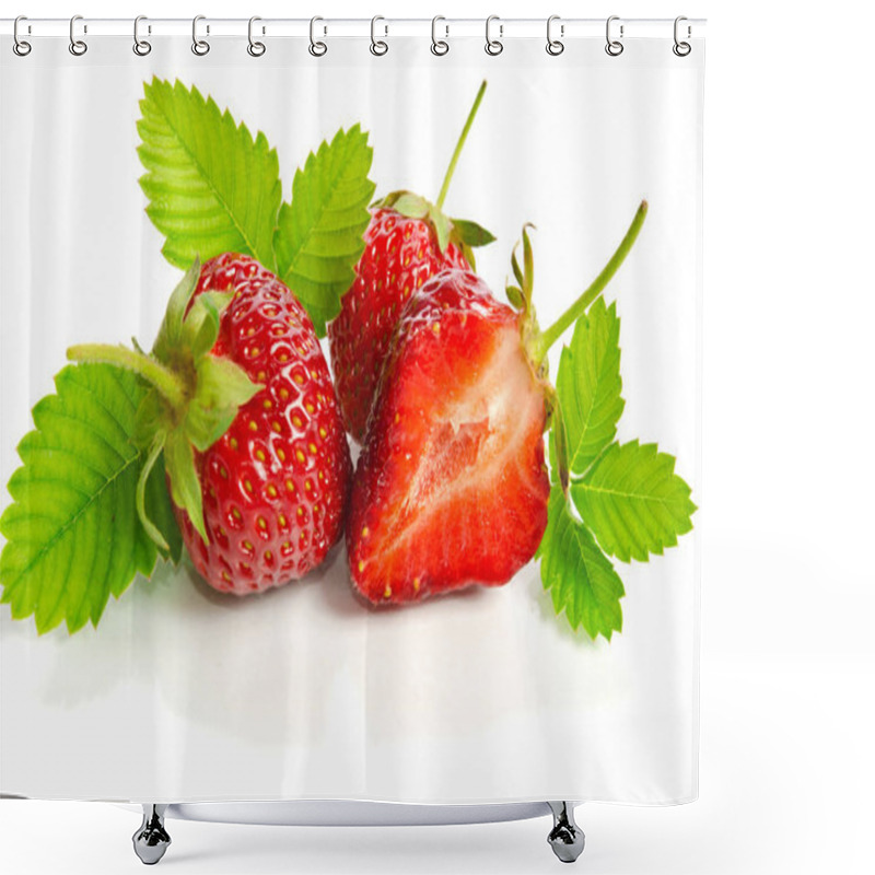 Personality  Ripe Tasty Strawberries Isolated On White Background Shower Curtains