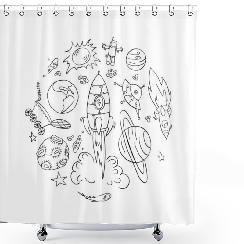 Personality  Set Of Hand Drawn Cosmic Elements Shower Curtains