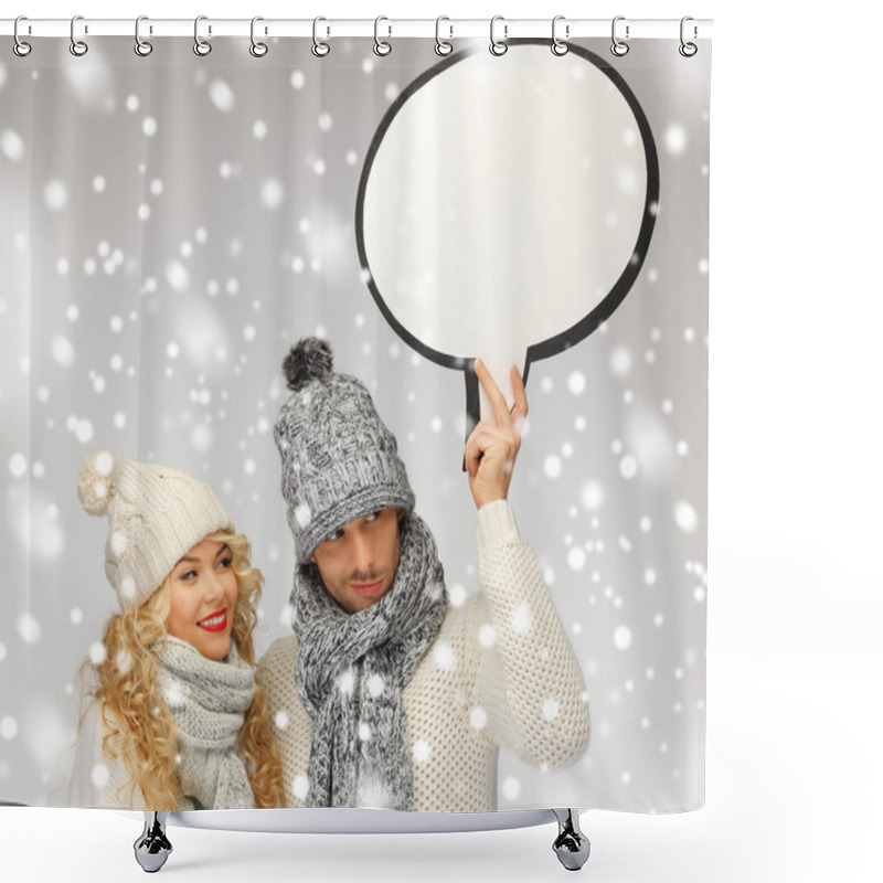 Personality  Family Couple With Blank Text Bubble Shower Curtains