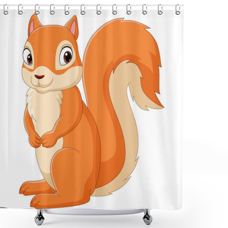 Personality  Vector Illustration Of Cartoon Happy Squirrel Isolated On White Background Shower Curtains