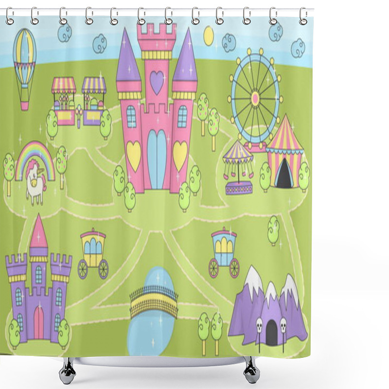 Personality  Princess Castle Play Mat Activity Game For Girls. Shower Curtains