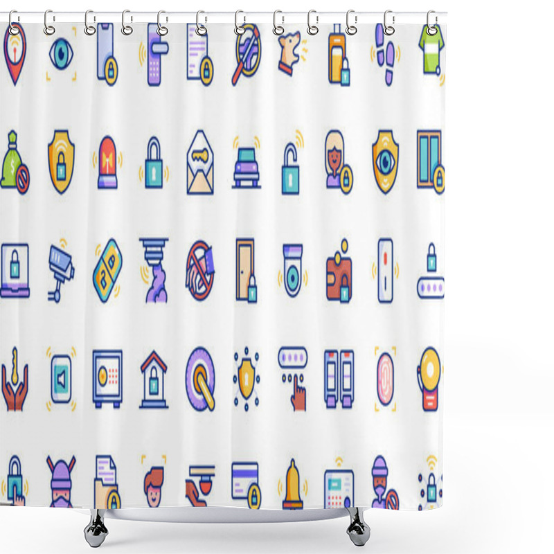 Personality  Anti Theft Icons High-Quality Vector Icons Collection With Editable Stroke. Ideal For Professional And Creative Projects. Shower Curtains