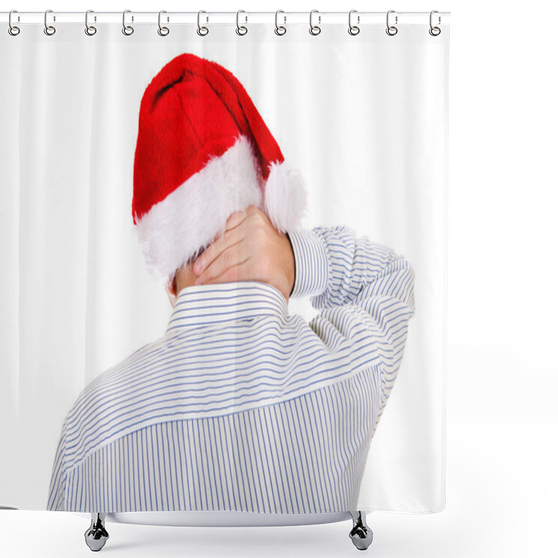 Personality  Rear View Of A Man In Santa Hat Shower Curtains