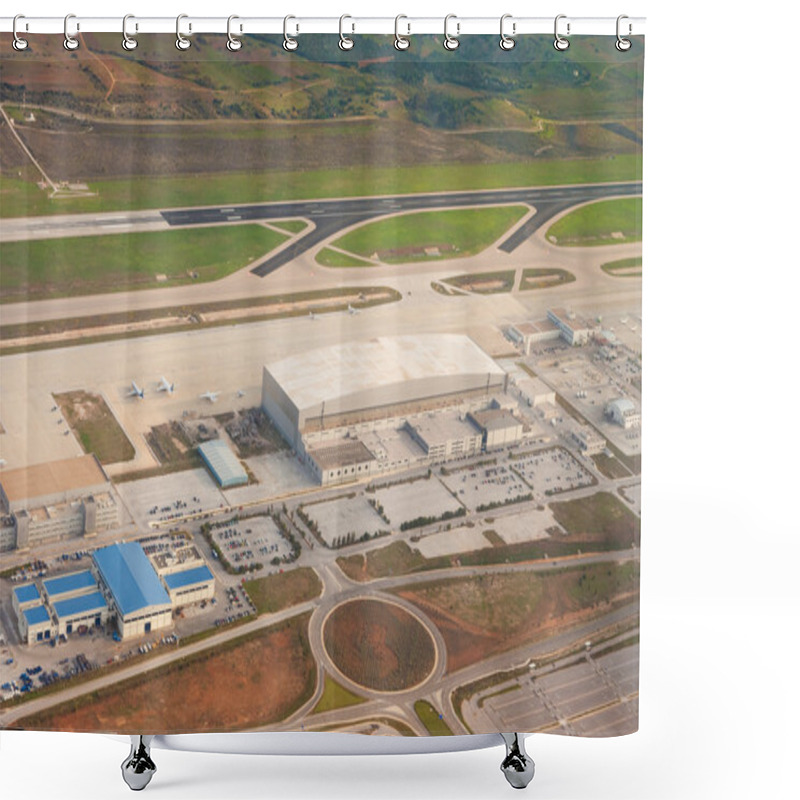 Personality  Aerial View Of Airport Infrastructure In Athens Shower Curtains