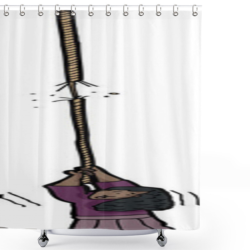 Personality  Person Hanging On To Rope Shower Curtains