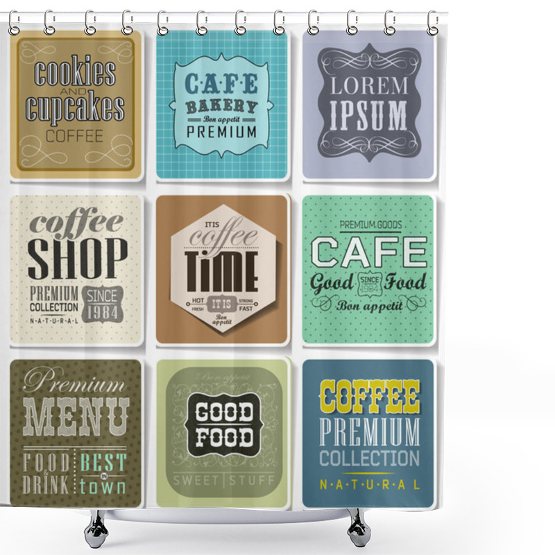 Personality  Retro Labels And Typography, Shower Curtains