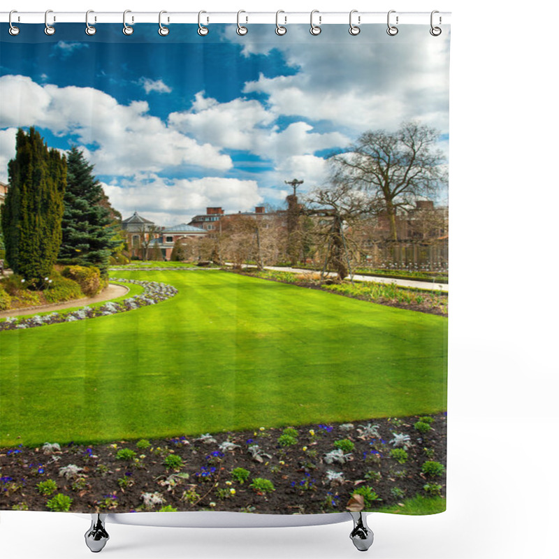 Personality  Nice Park With Trees And Flowers Shower Curtains