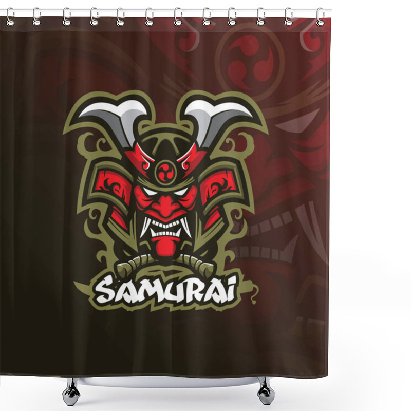 Personality  Samurai Vector Mascot Logo Design With Modern Illustration Conce Shower Curtains