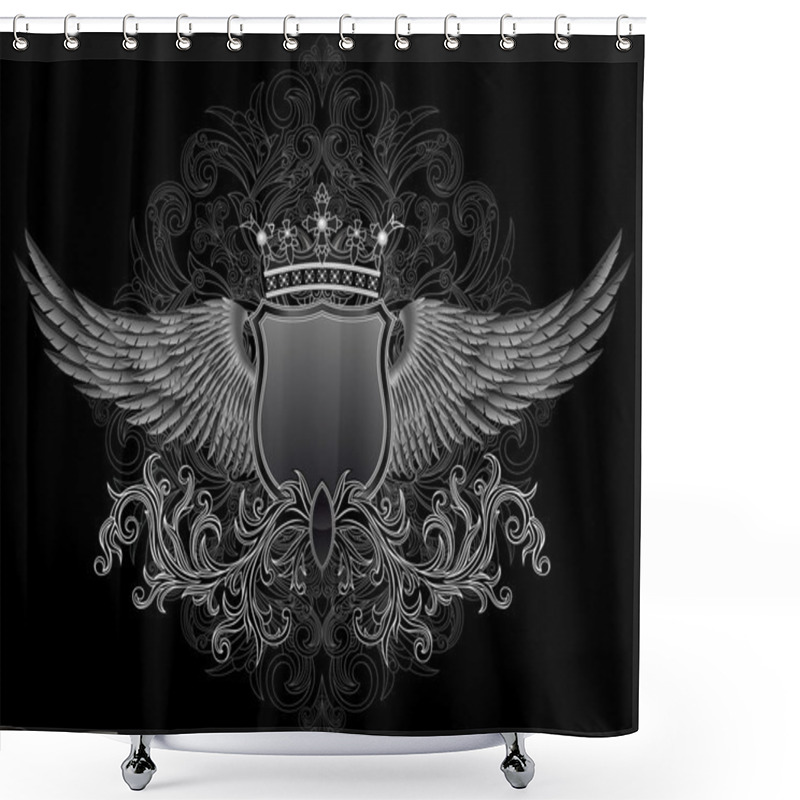 Personality  Shield With Wings Shower Curtains