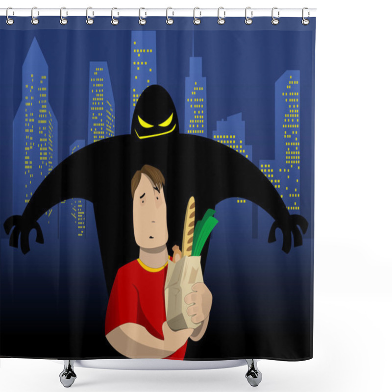 Personality  Cartoon About Crime To  In A Citys Street Shower Curtains