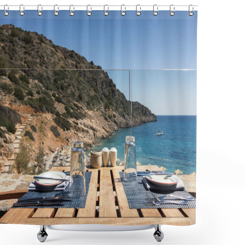 Personality  Sea Beach. Day Time Shot Shower Curtains