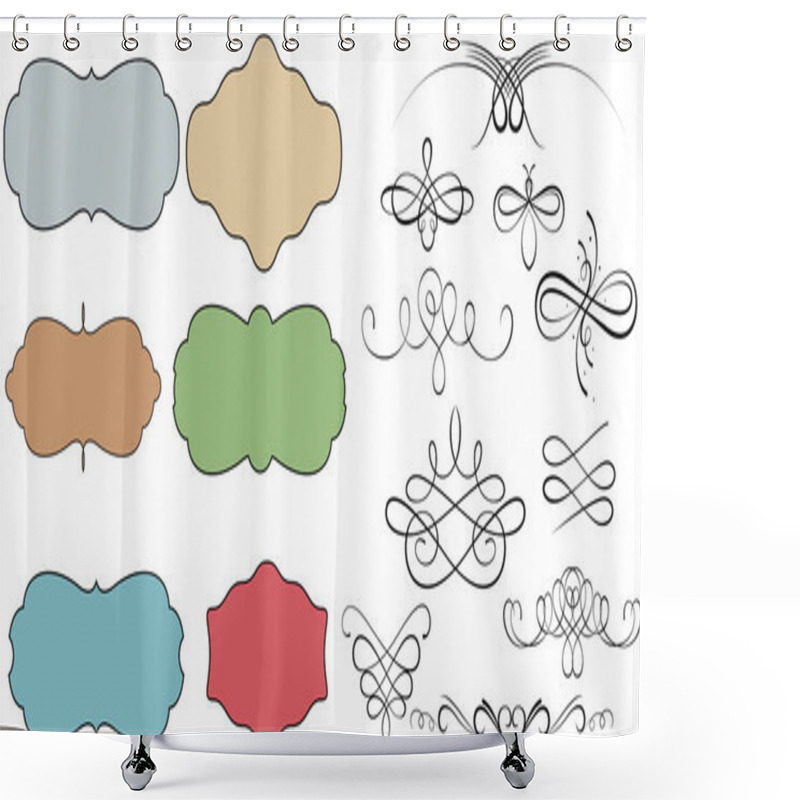 Personality  Swirl Spiral Frame Banner Set Shower Curtains