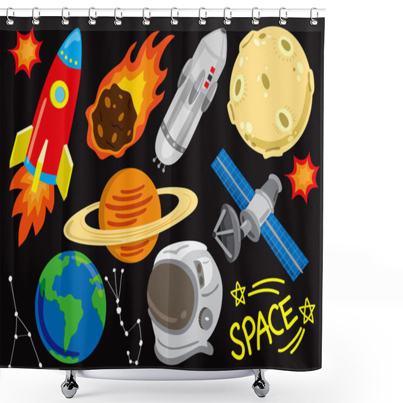 Personality  Space Doodle Set Shower Curtains