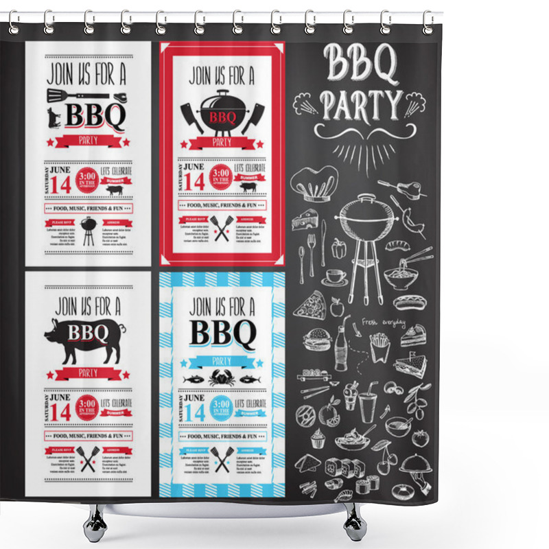 Personality  Barbecue Party Invitation Shower Curtains