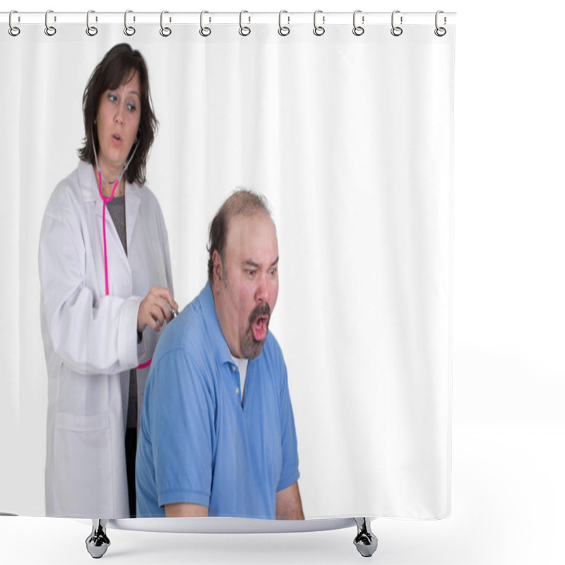 Personality  Patient Coughing Badly At Examine Shower Curtains