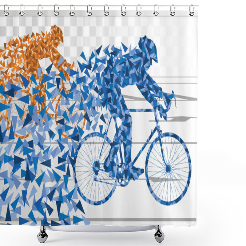 Personality  Sport Road Bike Rider Bicycle Silhouette In Urban City Road Background Shower Curtains