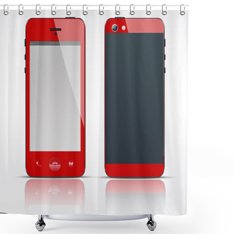 Personality  Vector Cell, Mobile Or Smart Phone, Smartphone Red Shower Curtains